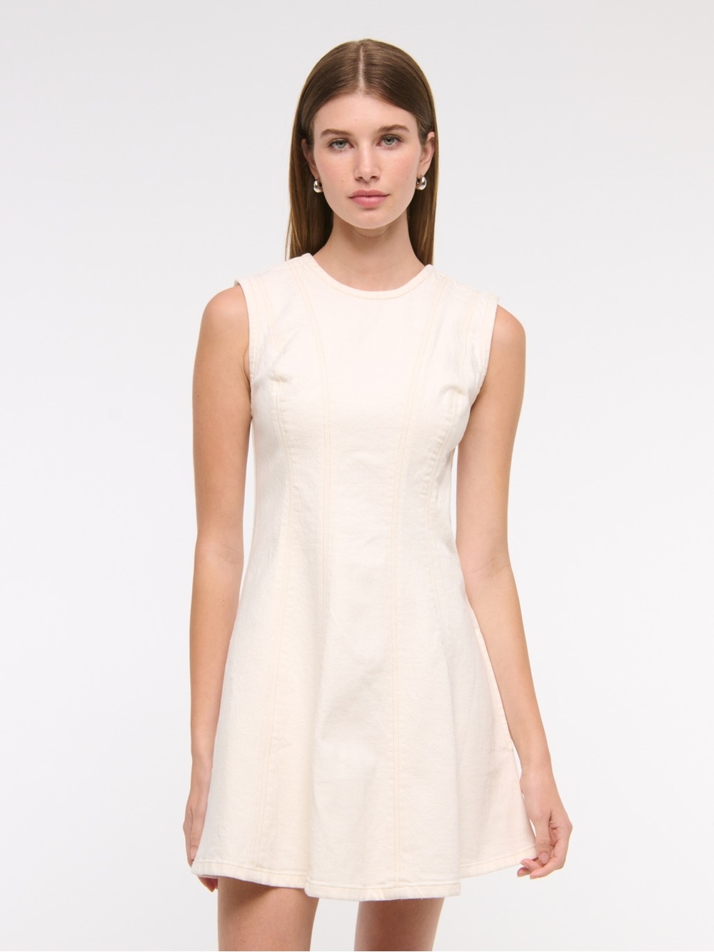 Abercrombie & Fitch Sleeveless Cream Shift Dress